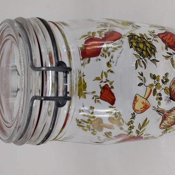 Vintage Arc France Spice of Life Print Glass Hinged Canister 1 Liter - Picture 5 of 13